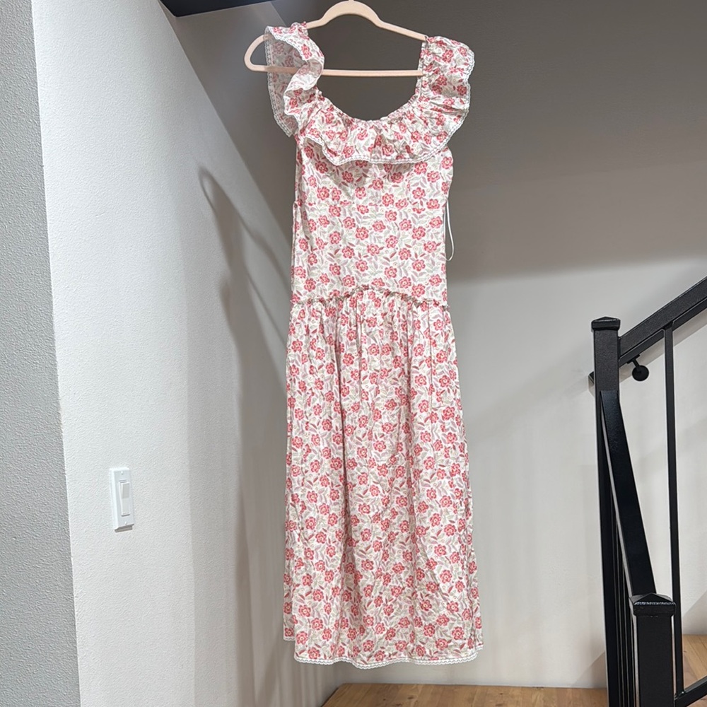 RIXO Floral Ruffle Pink Dress